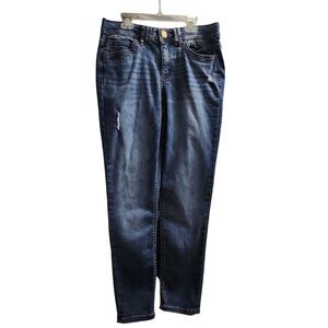 Democracy Women's Distressed Skinny Jeans Ab Technology Denim Blue Size 8‎